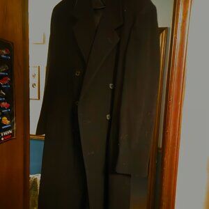 Vintage London Fog Signature Men's 44R Black Wool Blend Topcoat Overcoat Classic